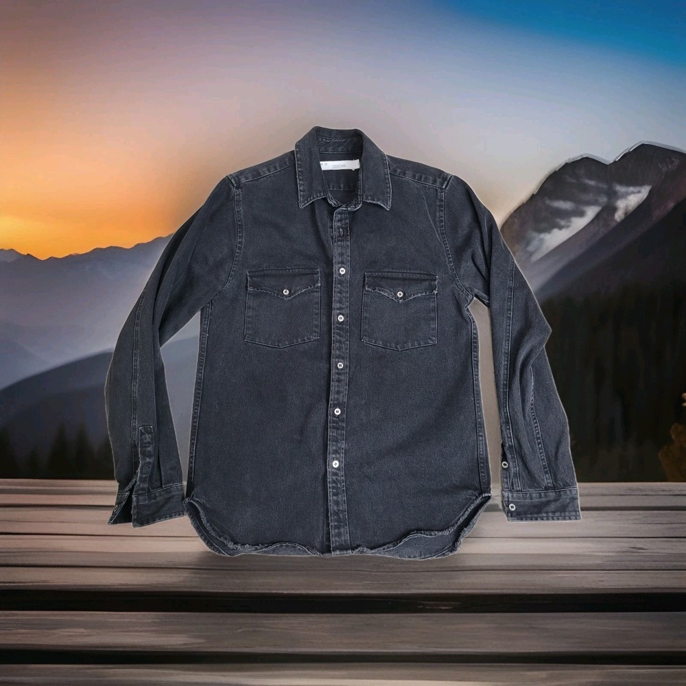 🧥IRO ROEL Shacket Men's L Denim Shirt Jacket Overshirt Black Grunge Streetwear